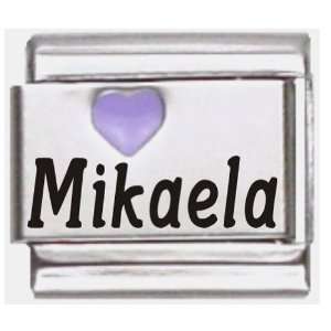  Mikaela Purple Heart Laser Name Italian Charm Link 