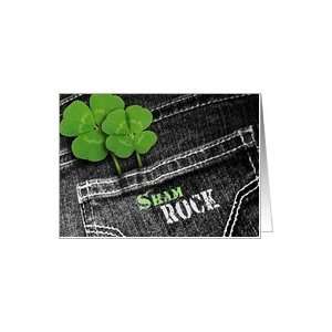  Sham Rock, St. Patricks Day Denim Design Card Card 