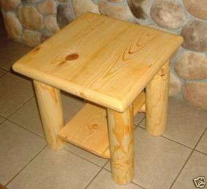 END TABLE   NIGHTSTAND LOG FURNITURE RUSTIC BED PINE  