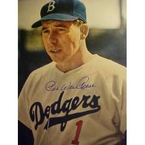 Pee Wee Reese Brooklyn Dodgers Autographed Professionally Matted Color 