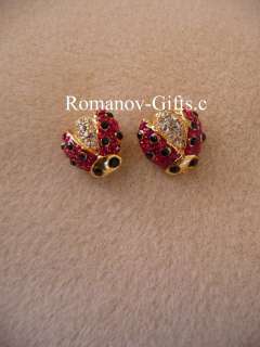   Empress FABERGE SET Ruby LADY BUG Earrings (Posts) & Necklace  