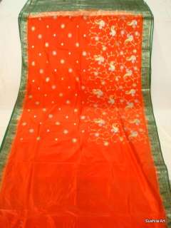 Indian Art Silk Embroidered Taffeta Sari saree Curtain Panel Fabric 