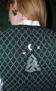Womens Christopher & Banks Ugly Xmas Sweater Vest Green Winter Scene S 