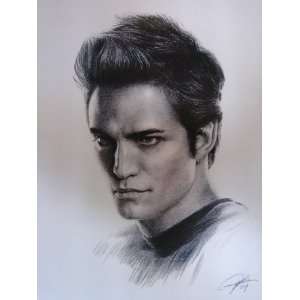 Robert Pattinson Sketch Portrait, Charcoal Graphite Pencil Drawing 