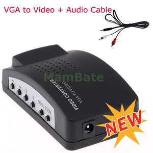 USB PC MAC VGA to AV TV Projector RCA S Video Converter Adapter Box 
