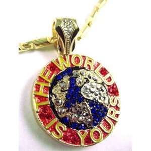 SOULJA BOY World is Yours Pendant Bullet Chain Red S Gold
