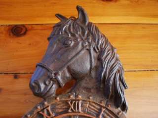 Cast Iron French Style Horse Head Wall Clock Rustic  