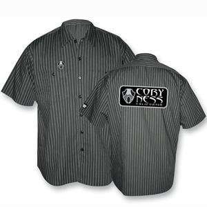   Threads Cory Ness Shop Shirt   X Large/Black/White Stripe Automotive