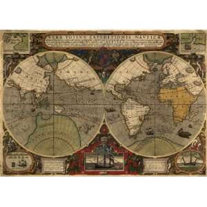   1595 map routes Sir Francis Drake & Thomas Cavendish
