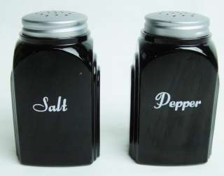 Black Amethyst Glass Arch Deco Style Salt and Pepper  