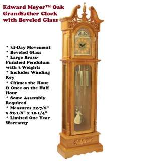 Edward Meyer™ Oak Grandfather Clock with Beveled Glass  