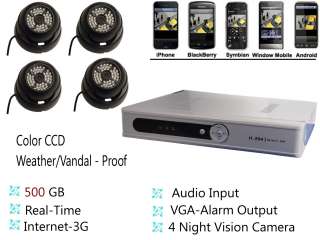 4CH CCTV Home Security DVR Outdoor Camera System 500GB  