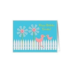 Picket Fence Flowers Grandma Birthday Card