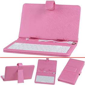   PU Leather Case & Stand With USB Keyboard For 8 inch Tablet PC   Pink