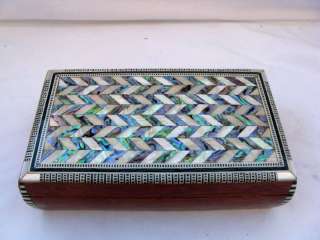 Egyptian Inlaid Mother of Pearl Paua Jewelry Box 8X 5  
