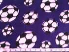 Soft fleece fabric by yard Cute purple with soccer ball