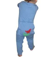 Baby Short Sleeve Long Johns With Dinosaur Applique, 100% Cotton Knit 