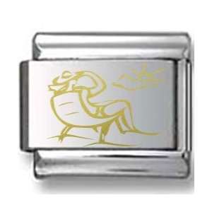  Sun Goddess Gold Laser Italian Charm: Jewelry