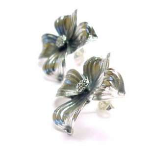   AVERY ~ Sterling Silver Retired Dogwood Flower Post Earrings  