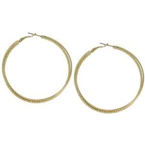 Capelli New York Metal Smooth & Twisted Double Hoop Earring Gold