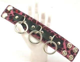 New Punk Gothic Leopard Printed Wrist Cuff Bracelet Pink USA  
