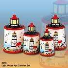 Nautical Lighthouse Canister 4pc set with rubber seal