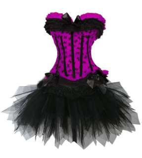 Sexy Purple Corset burlesque Costume /w Tutu Skirt  