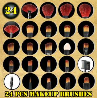 24 PCS Cosmetic Makeup Brushes Set Kit With Black Case  