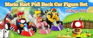 Super Mario Bros Kart Pull Back Cars Figures   Set of 6  