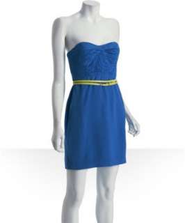 Ali Ro electric blue silk moire detail strapless dress   up to 