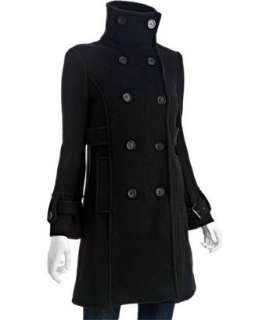 Andrew Marc black wool double breasted funnel neck coat  BLUEFLY up 