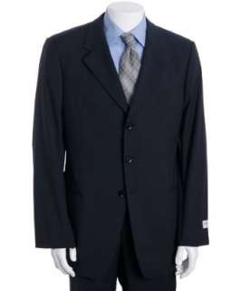 Armani  Collezioni dark blue pinstripe wool 3 button suit with flat 
