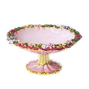  Enameled Pink Fruit Bowl Ring Dish Figurine Jewelry