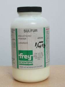 Sulfur powder precipitated 1/4 pound lab grade 99.8% Frey Scientific 