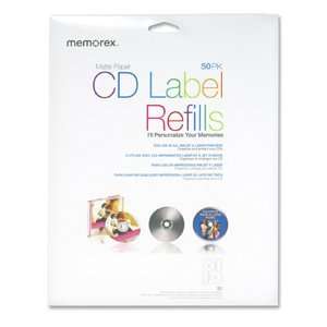  Label Refill. MEMOREX CD/DVD LABELS 50 WHT LAB SW. 50 / Pack   Laser 