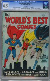WORLDS BEST COMICS #1 (D.C. Comics, Spring 1941) Only issue. Title 