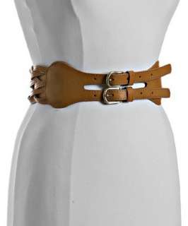 French Craft brown braided double buckle belt  