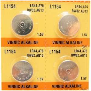    4 X Vinnic Ag13 Lr44 A76 1.5V Alkaline Batteries Electronics