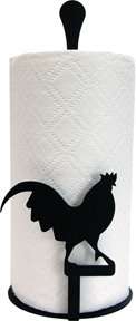 Black Wrought Iron Paper Towel Holder Stand ROOSTER  
