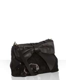 Red Valentino black sequin bow detailed convertible clutch   