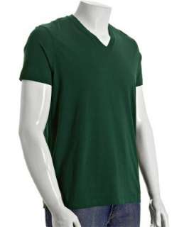 Prada emerald cotton jersey v neck t shirt  
