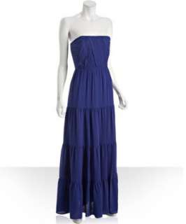 Shoshanna blue iris georgette tiered strapless dress  BLUEFLY up to 