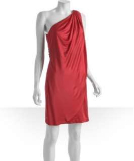 Theia red sateen one shoulder sequin detail dress  BLUEFLY up to 70% 
