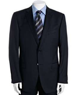 Zegna Z Zegna navy chevron striped wool 2 button City suit with flat 
