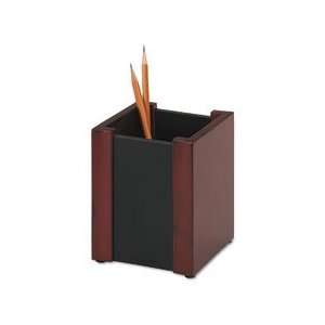   Rolodex™ Jumbo Mahogany and Faux Leather Pencil Cup