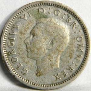GREAT BRITAIN/UK, George VI WW 2 era 1942 silver 3 Pence; VF  