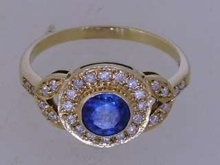   Solid Yellow Gold NATURAL Ceylon Sapphire & Diamond Engagement Ring