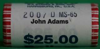   John Adams Presidential Dollar Coin Roll 2nd President String & Sons