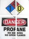   ACCUFORMS SIGNS DURA PLASTIC NFPA DANGER PROPANE NO SMOKING NEW