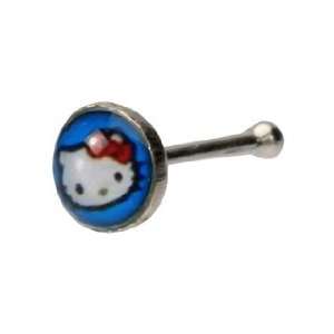 Cute Blue Hello Kitty Nose Ring Stud 